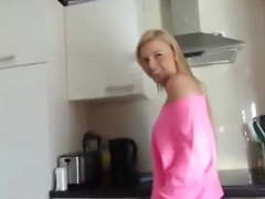 Young german blonde kitchen fuck