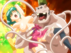 Cute hentai gets groupfucked by monsters