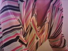 Spied Braless Downblouse and Takes Shirt Off