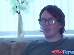 Mature British vixen sucks and fucks lucky nerd