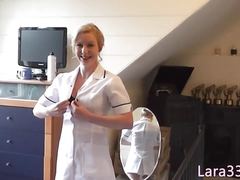 UK mature nurse fingerfucked stockinged babe