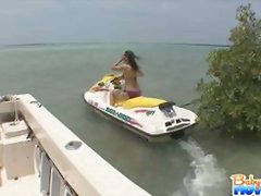 Lovely Kandi gets caught driving boss jet ski