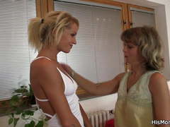 Ponytailed teen drilling her bf's mom's cunt