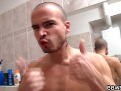 Big belly girlfriend is banged in the bathroom