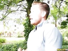 Curvy redhead babe Lauren Phillips gets her cunt smashed in the shower