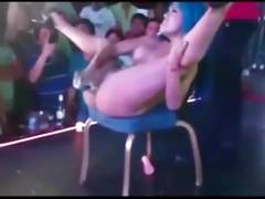 Asian Stripper public stage Bottle Insertion & Huge Squirt