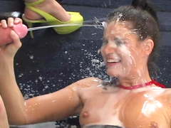 Circumcised Soccer Mom Gets A CUM BATH  From Her Girlfriend