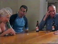 Denise van Outen deepthroating a cucumber!