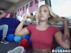 Inked amateur bimbo picked up to ride American cock