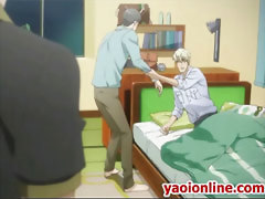 Hentai guy in bed gets screwed up