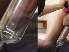 Prostate massaged and milked into a cock pump.