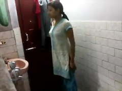 Indian girl in bathroom