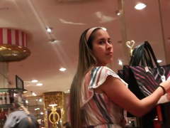 Candid big ass Spanish lady in dress