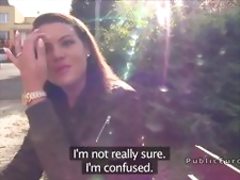 Babe who likes money bangs outdoor