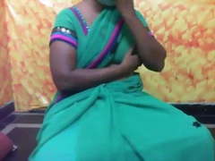 Green saree kirthika aunty with husband friend