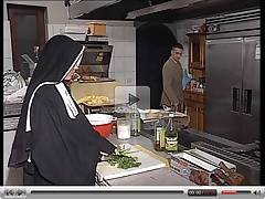 German nun assfucked in kitchen