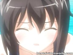 Girl in swimsuit fingers hentai pussy