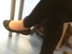 Student Ballerina shoes barefeet dangling