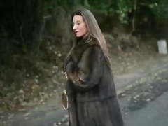 Exhibitionist: nude under luxe fur coat & vintage garterbelt