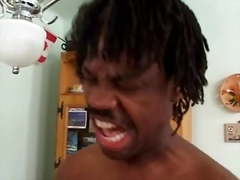 Fat woman with hairy pussy fucked by two men