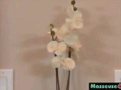 Cute big butt brunette excellent body massage service with handsome guy